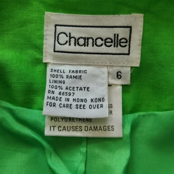 Vintage CHANCELLE Jacket Blazer  Fitted Green Colorful Embroidery Beaded - Picture 8 of 8
